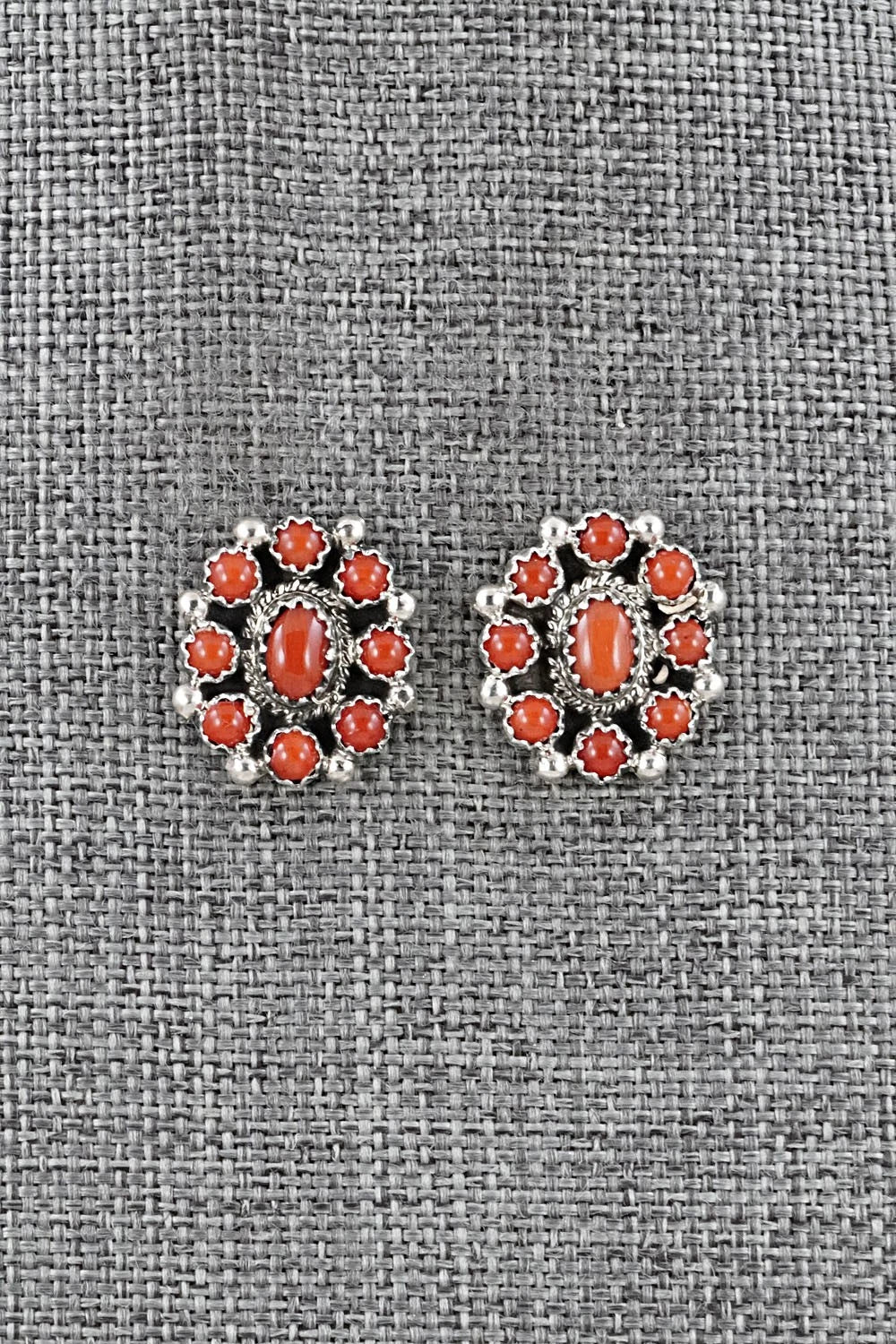 Coral & Sterling Silver Squash Blossom Set - Nathaniel Curley