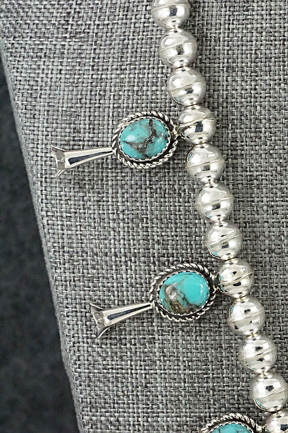 Turquoise & Sterling Silver Squash Blossom Necklace - Phil Garcia