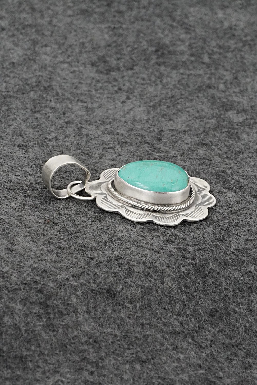 Turquoise & Sterling Silver Pendant - Cordell Platero