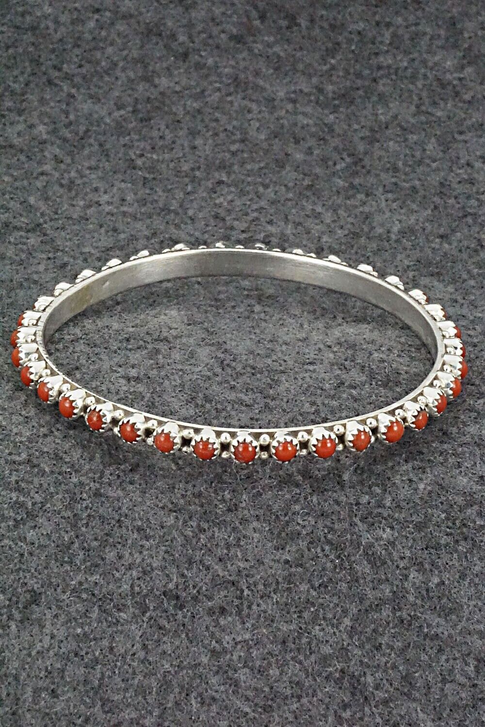 Coral & Sterling Silver Bangle - Gaynell Parker