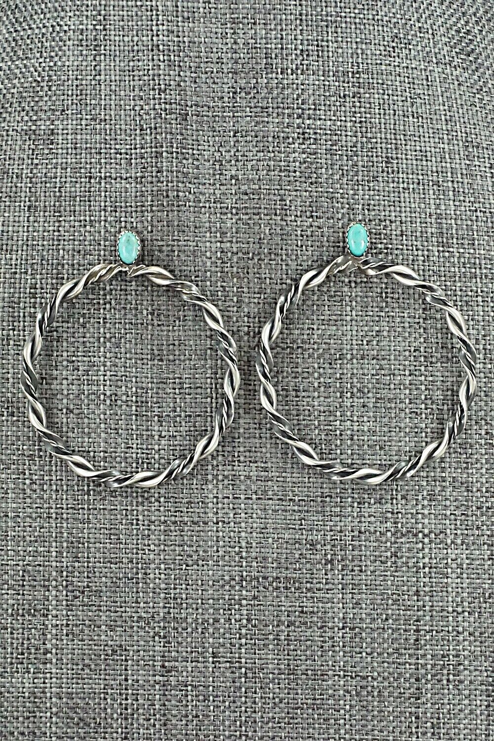 Turquoise & Sterling Silver Earrings - Nelson Leonard Jr.