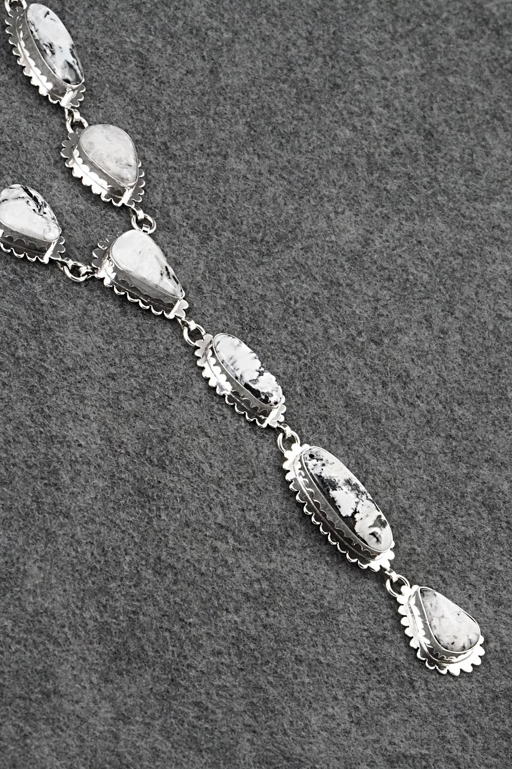 White Buffalo & Sterling Silver Necklace and Earrings Set - Mark Yazzie