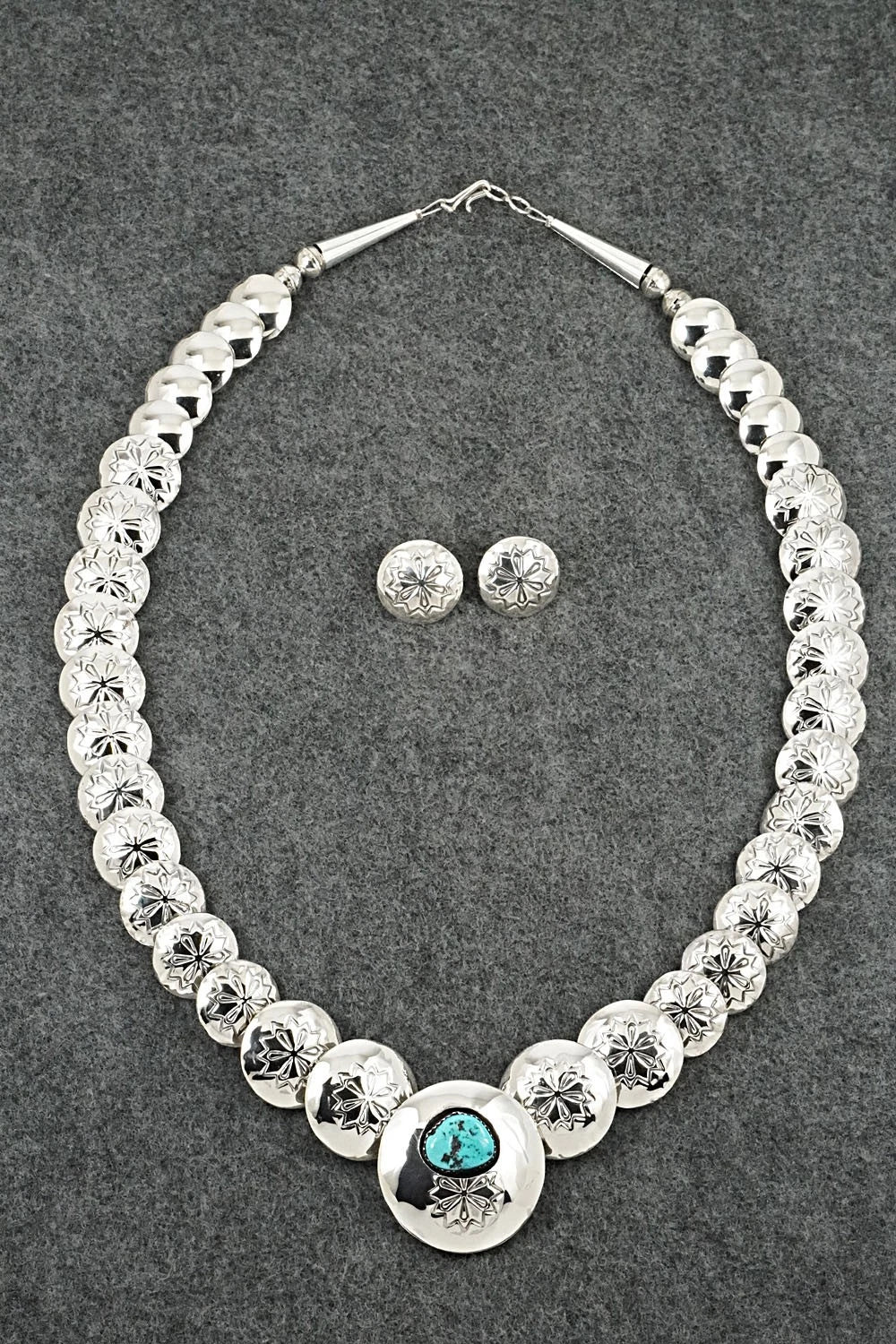 Turquoise Sterling Silver Necklace and Earrings Set - Tim Thompson