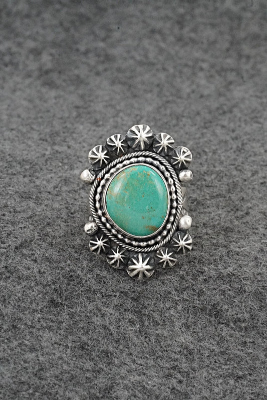 Turquoise & Sterling Silver Ring - Cordell Platero - Size Adjustable