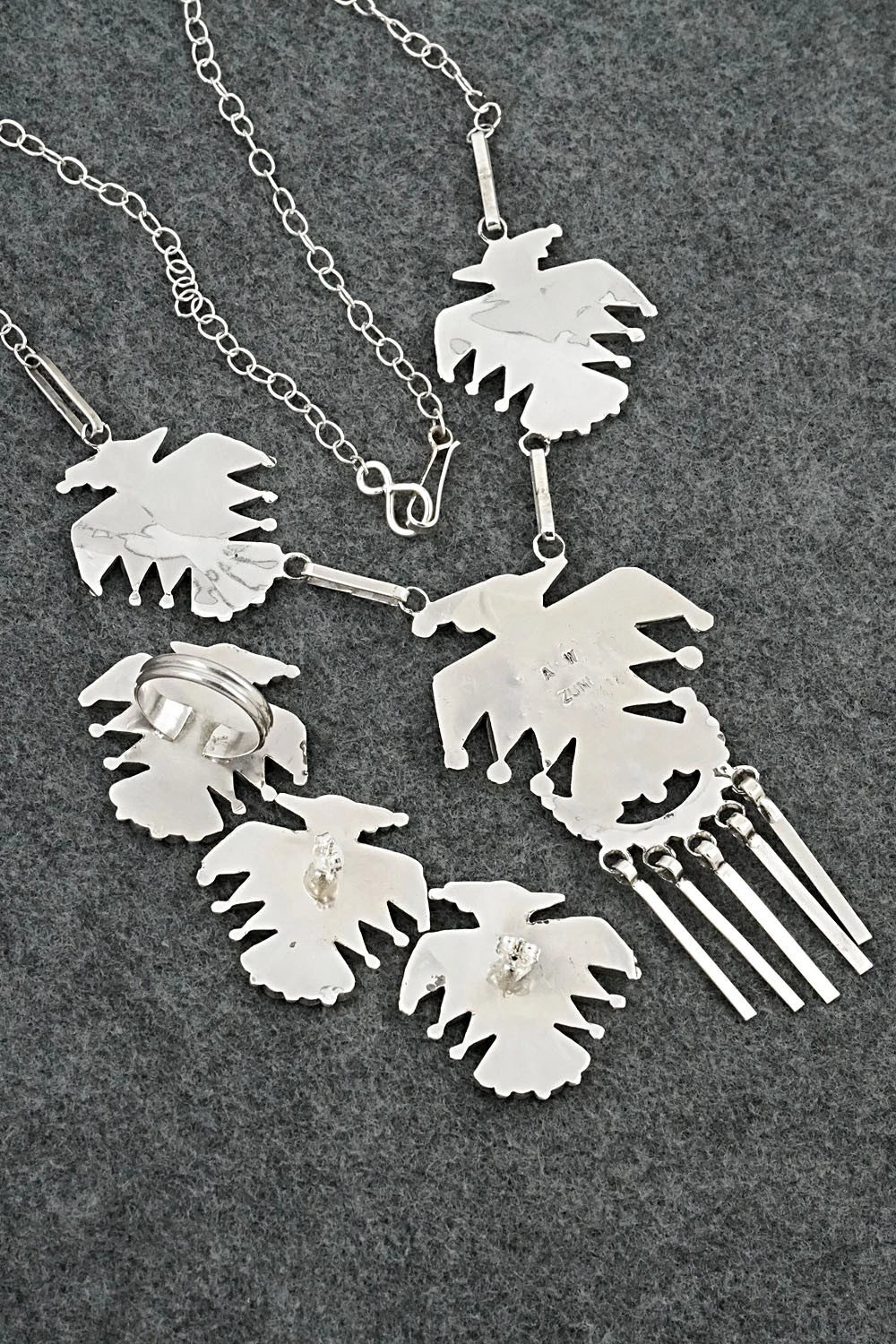 Multi-Stone & Sterling Silver Inlay Necklace Set - Adrian Wallace