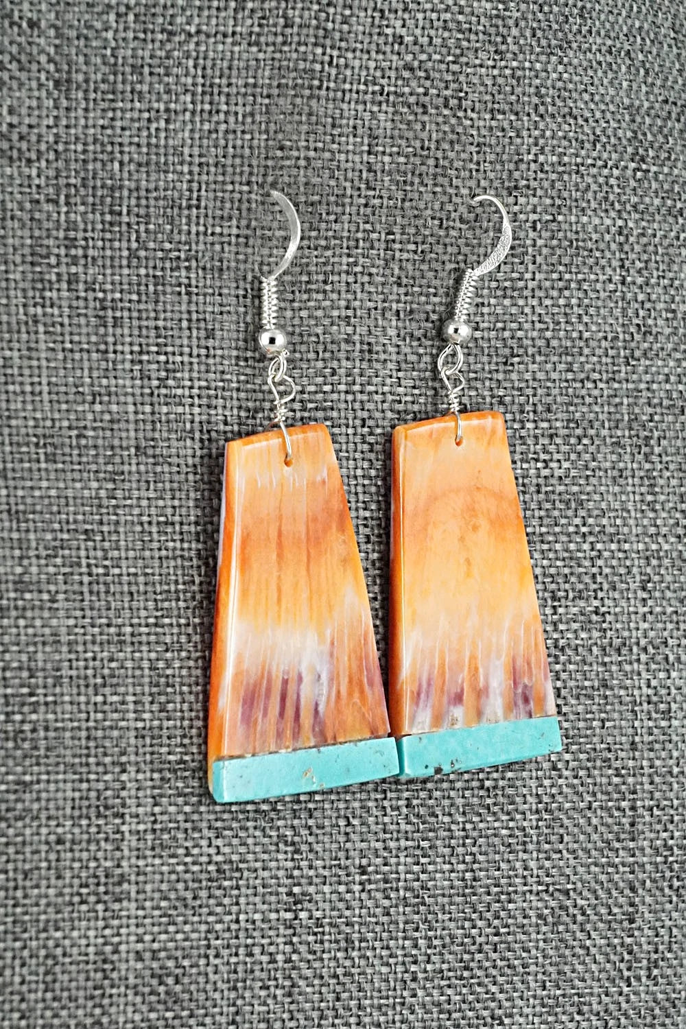 Spiny Oyster, Turquoise & Sterling Silver Earrings - Louise Pete