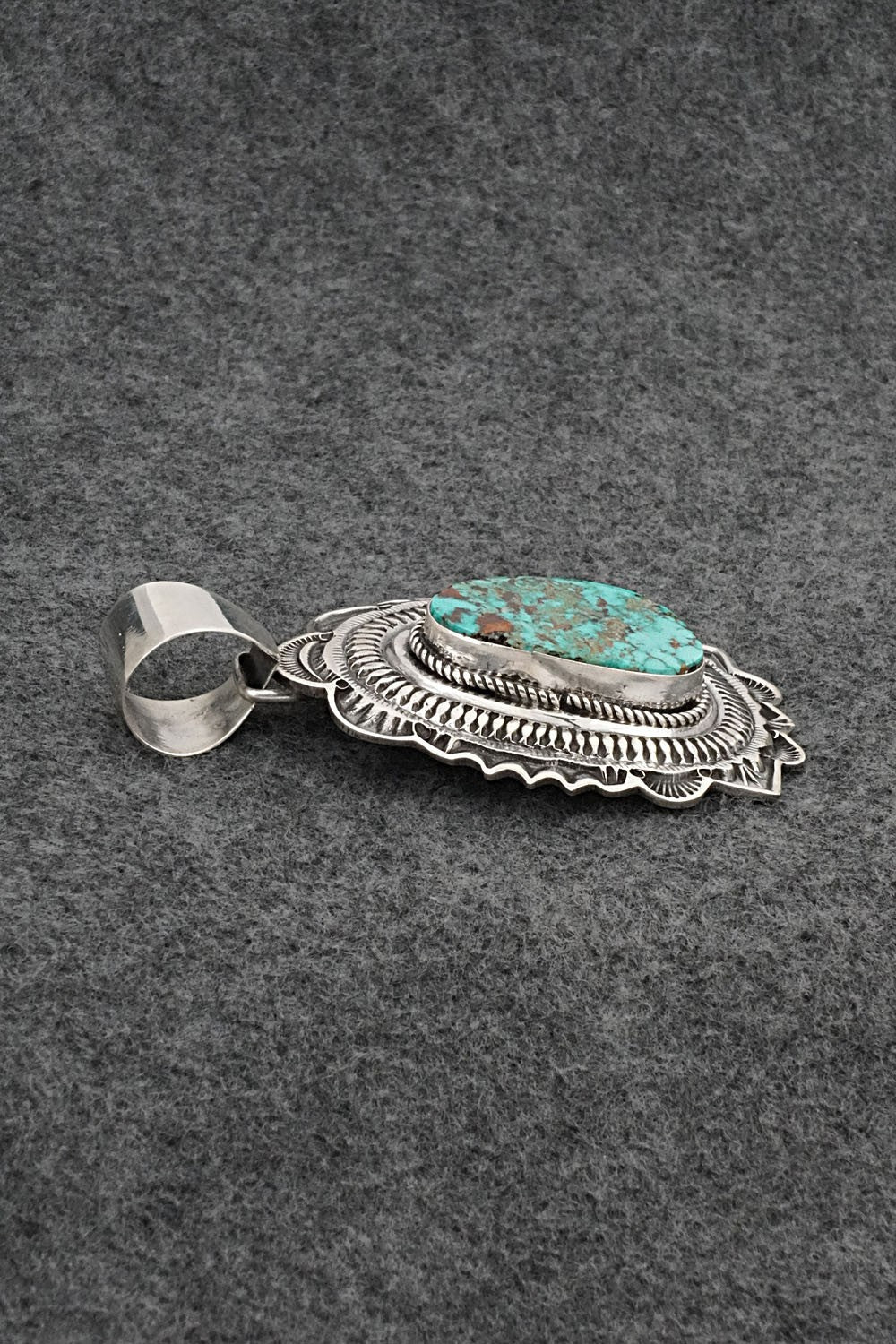 Turquoise & Sterling Silver Pendant - Leonard Maloney