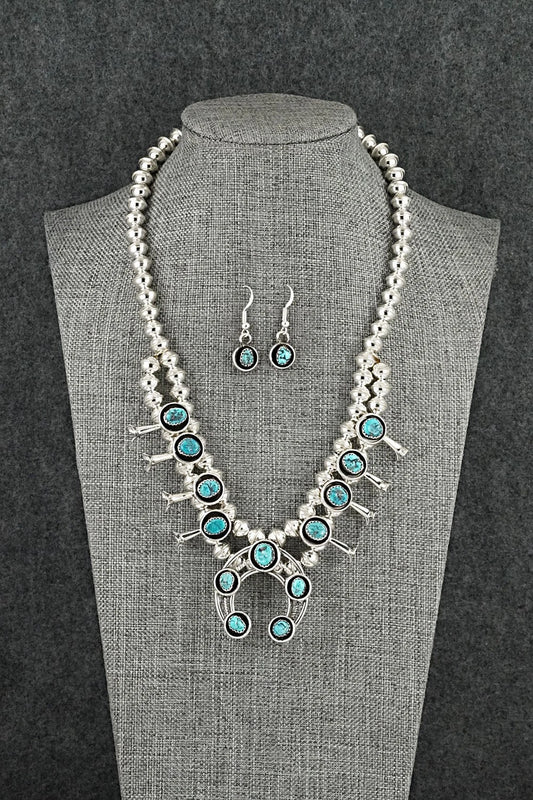 Turquoise & Sterling Silver Squash Blossom Set - Phil Garcia