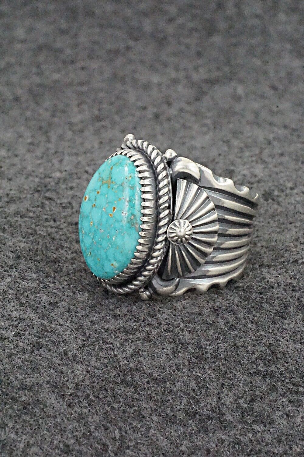 Turquoise & Sterling Silver Ring - Delbert Gordon - Size 11.5