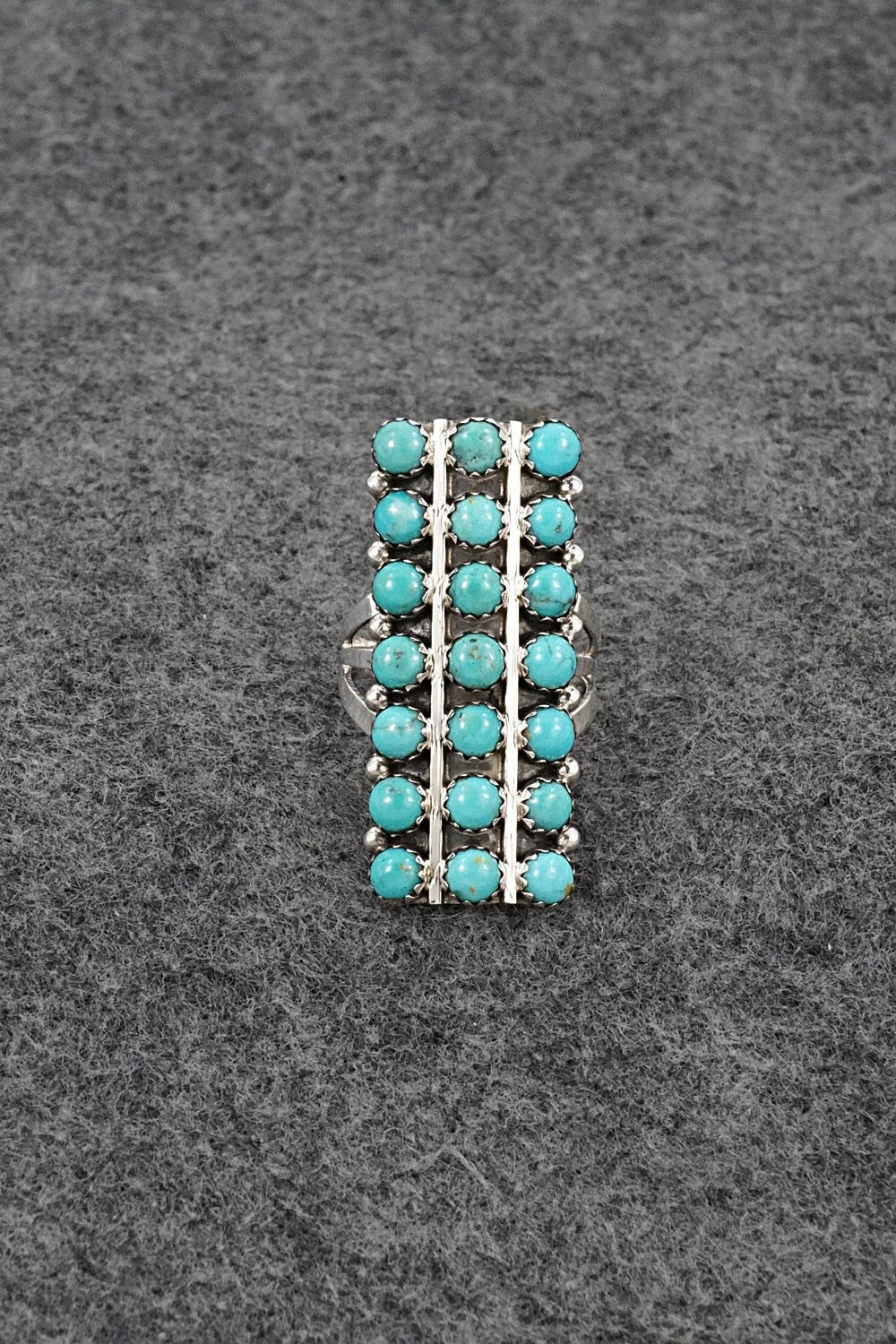 Turquoise & Sterling Silver Ring - Kenny Lonjose - Size 6.75