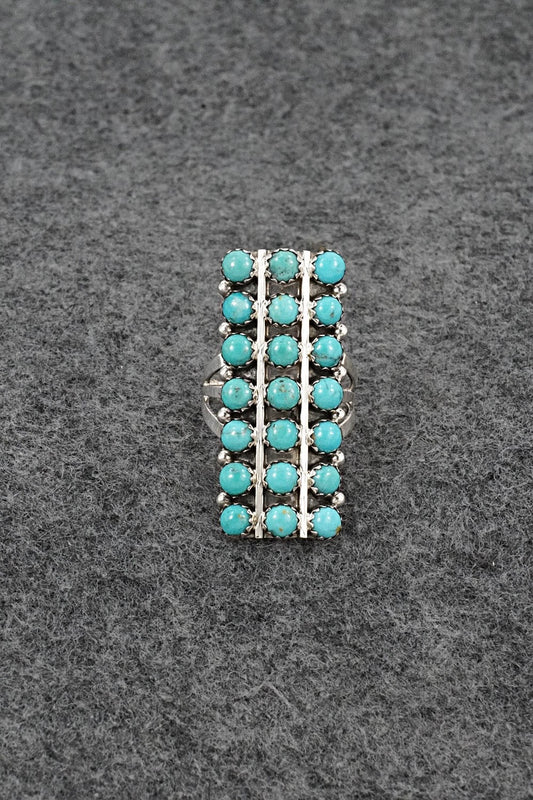 Turquoise & Sterling Silver Ring - Kenny Lonjose - Size 6.75