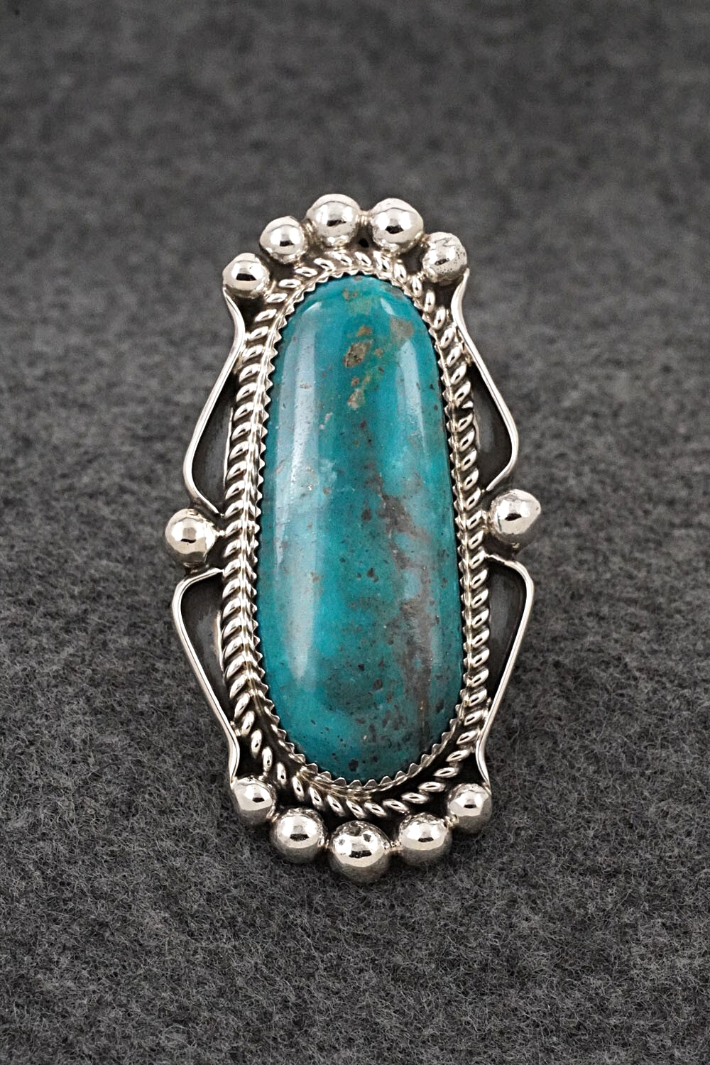 Turquoise & Sterling Silver Ring - Leslie Nez - Size 9.75