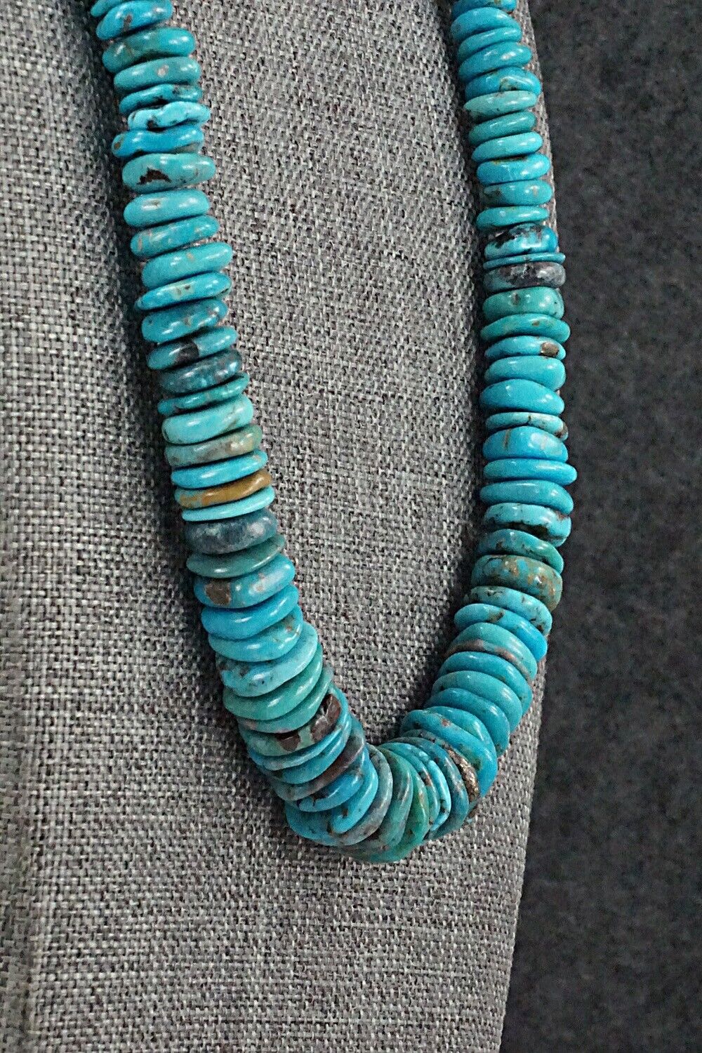 Turquoise & Sterling Silver Necklace 22" - Doreen Jake