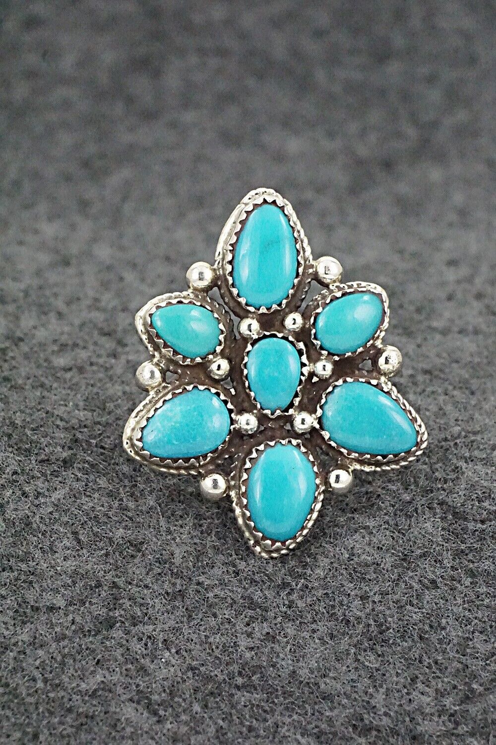 Turquoise & Sterling Silver Ring - Ernest Hawthorne - Size 8