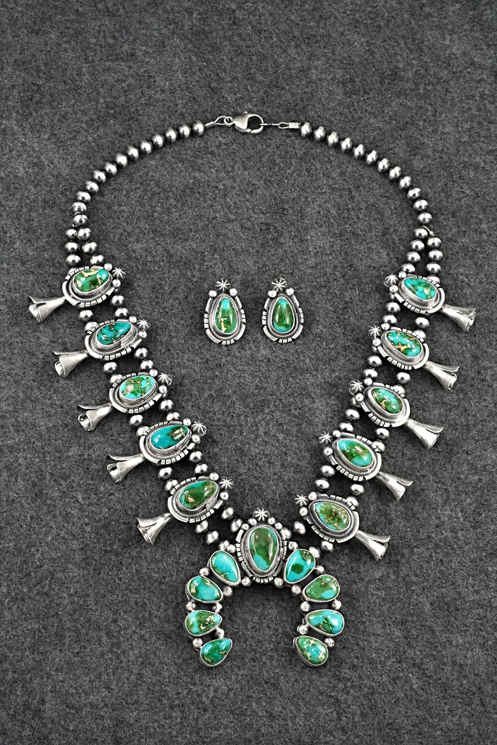 Turquoise & Sterling Silver Squash Blossom Set - Bob Becenti