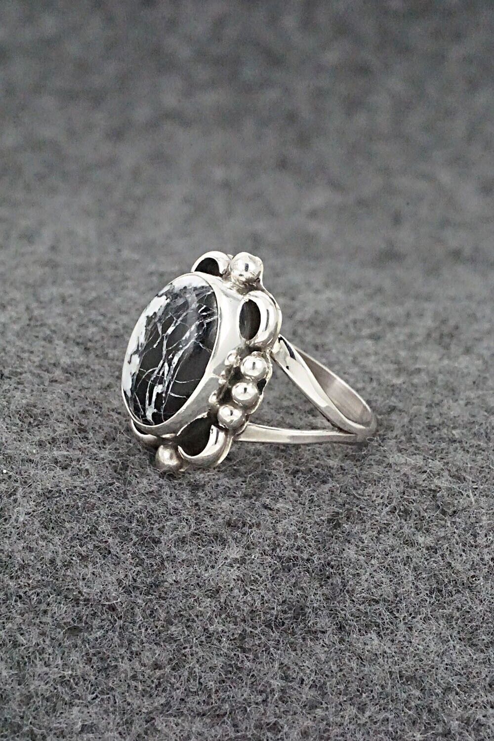 White Buffalo & Sterling Silver Ring - Priscilla Smith - Size 6.75