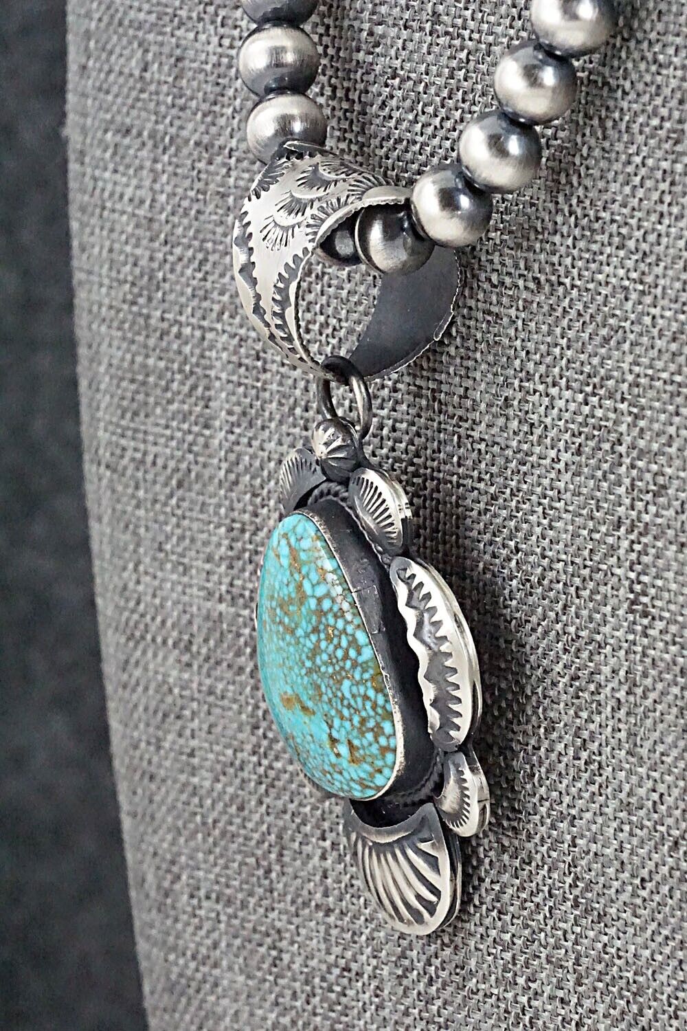 Turquoise and Sterling Silver Necklace - Gilbert Tom