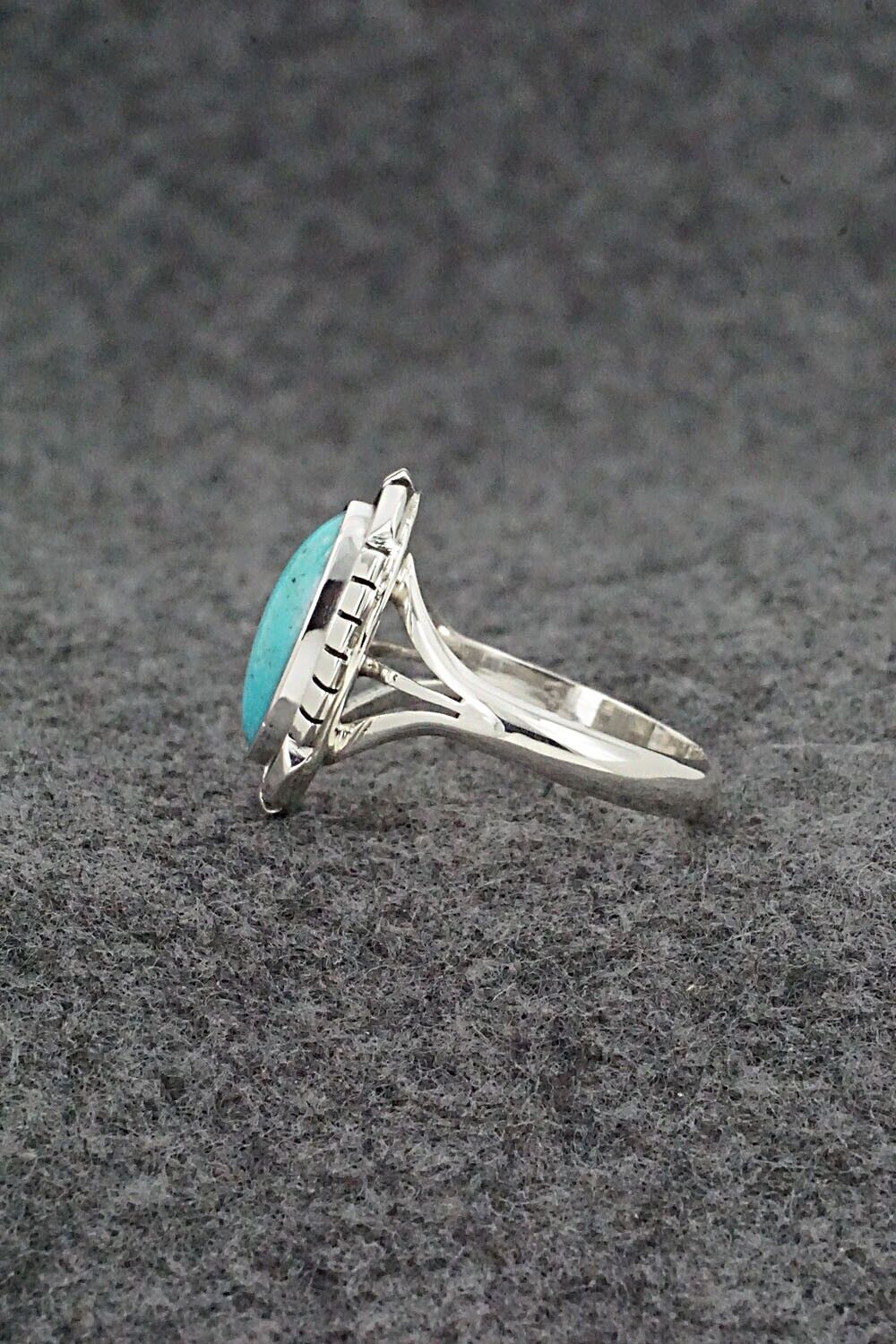 Turquoise & Sterling Silver Ring - Amos Begay - Size 8.25