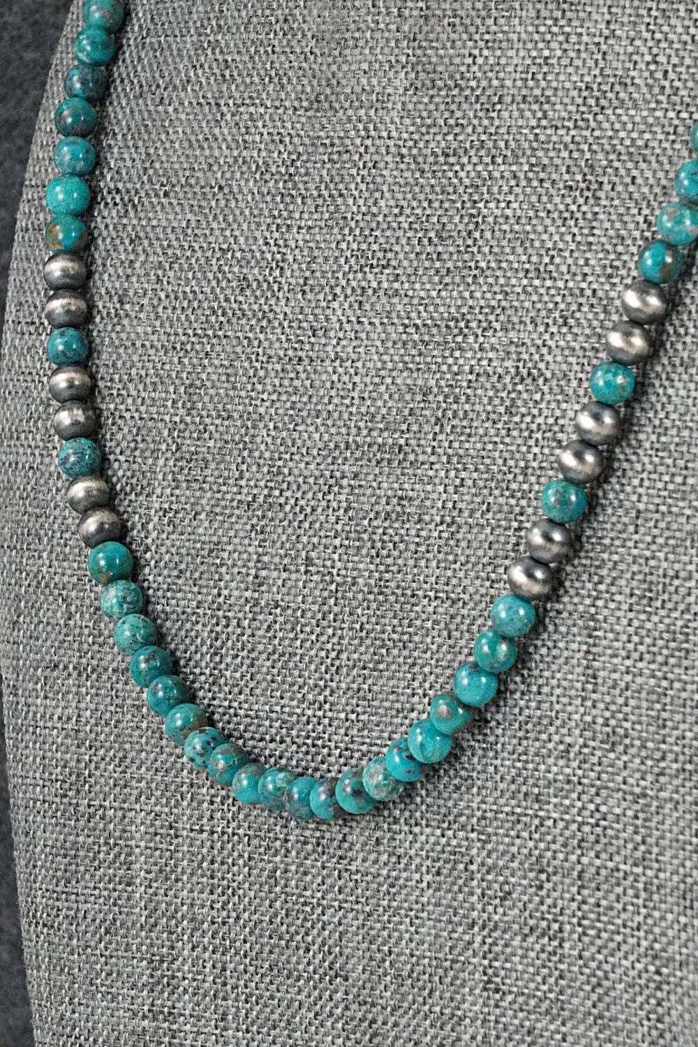 Turquoise & Sterling Silver Necklace 18" - Doreen Jake
