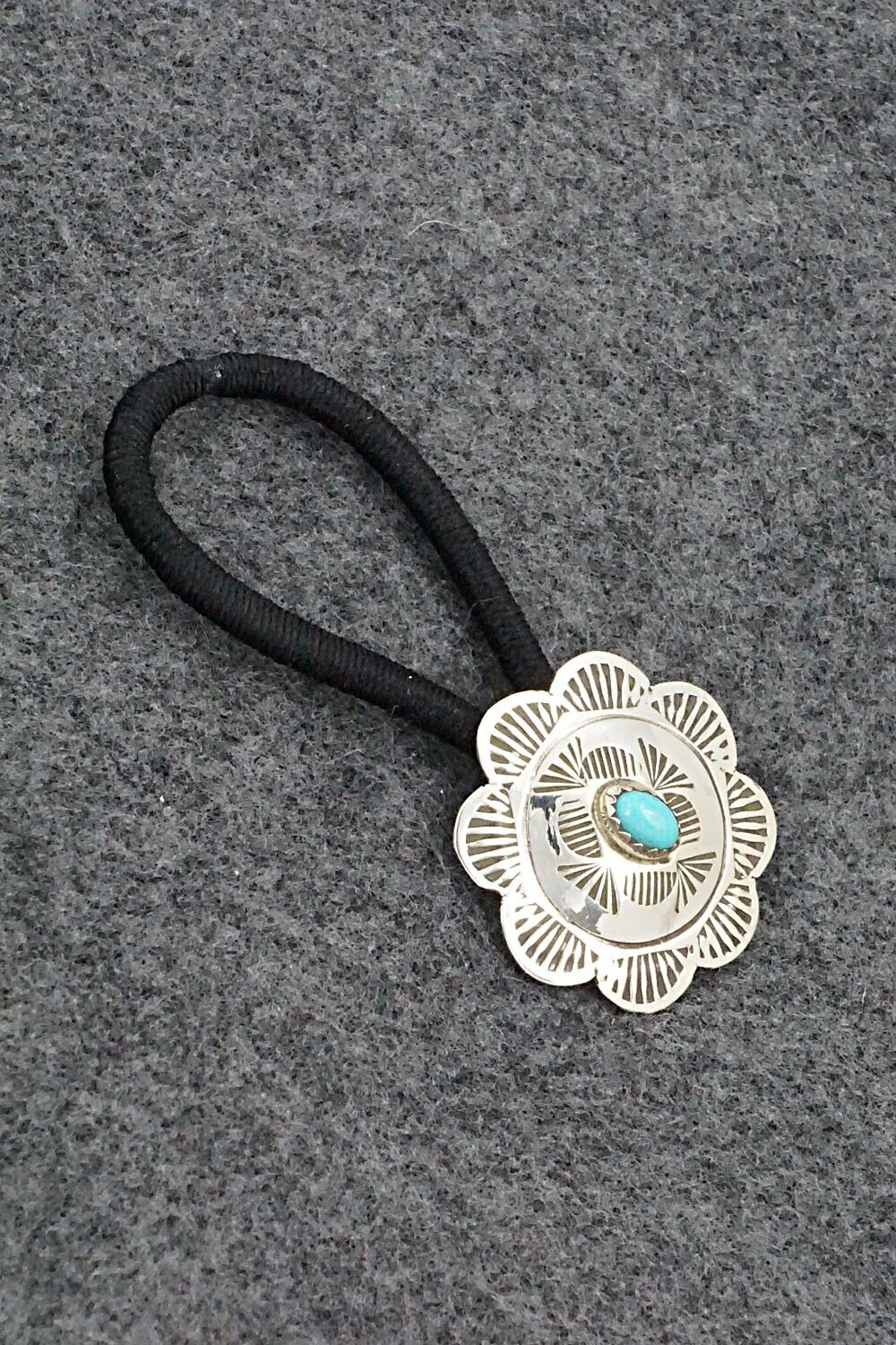 Turquoise & Sterling Silver Hair Tie - Bertha Begay