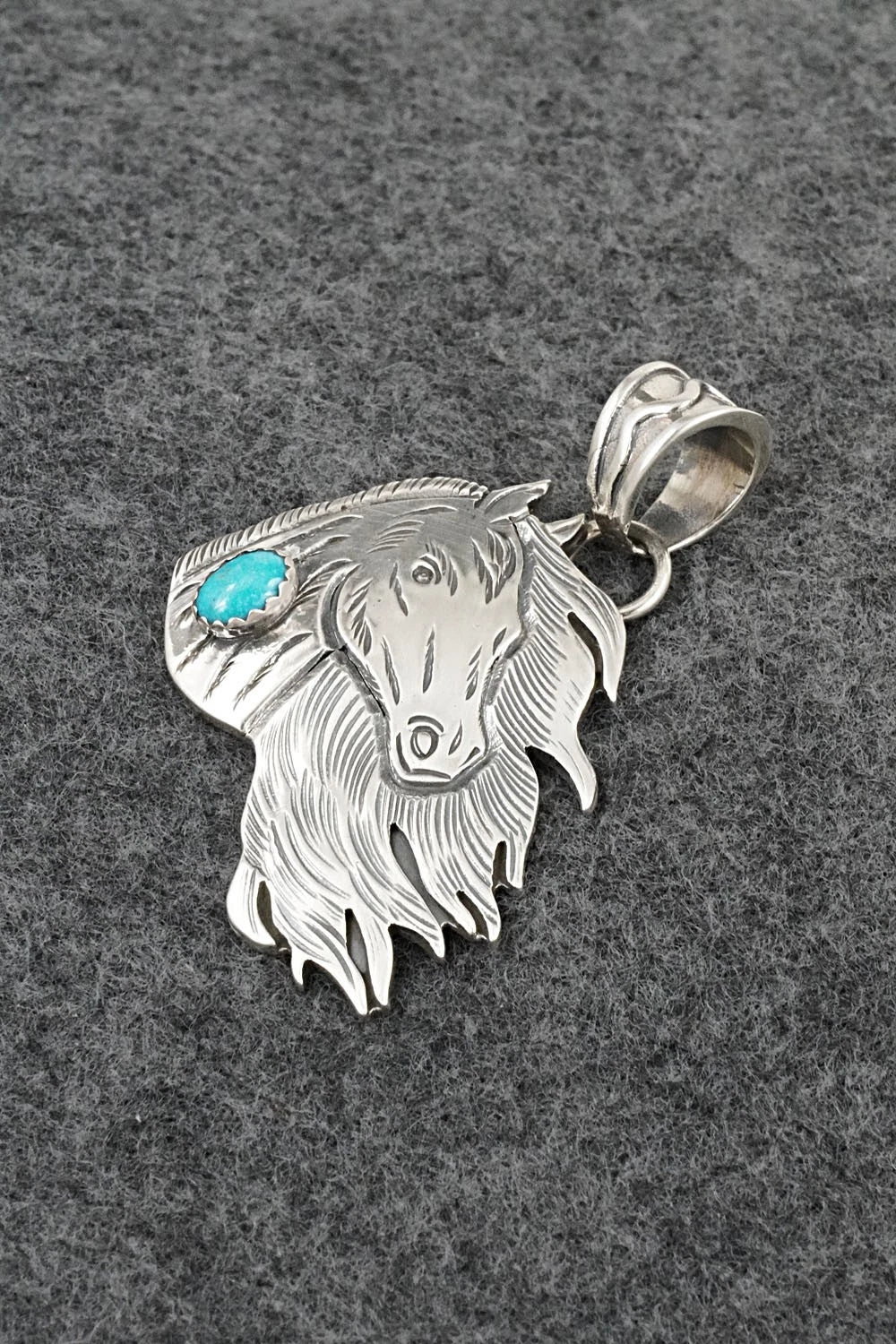 Turquoise & Sterling Silver Pendant - Jeremy Delgarito