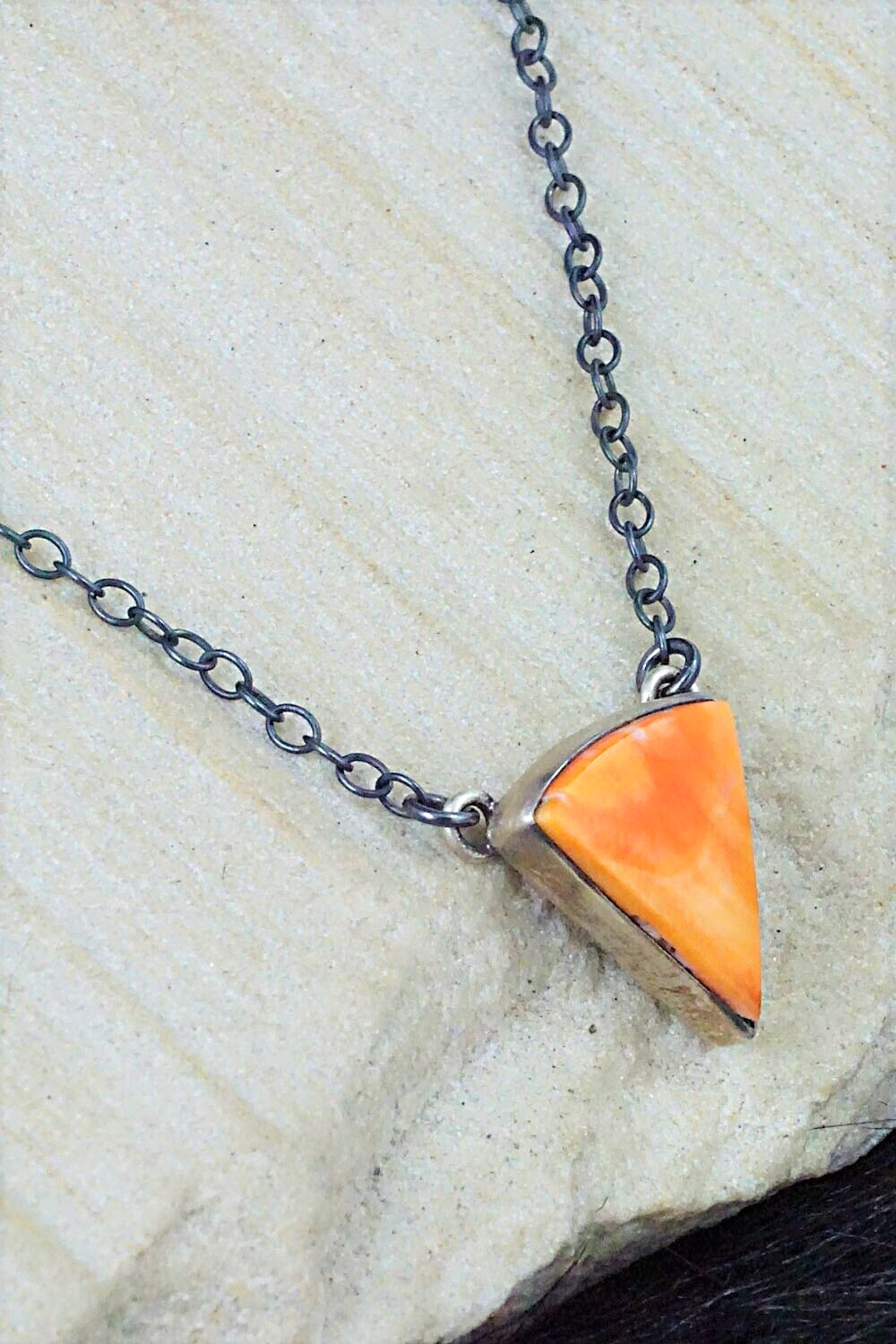 Spiny Oyster & Sterling Silver Necklace - Bernyse Chavez