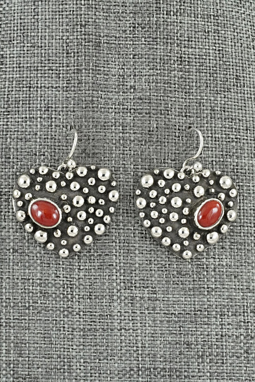 Coral & Sterling Silver Earrings - Raymond Coriz