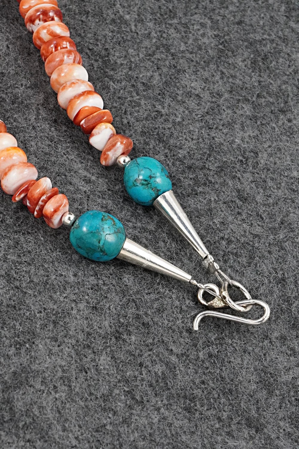 Spiny Oyster, Turquoise & Sterling Silver Necklace Set - Erika Brown