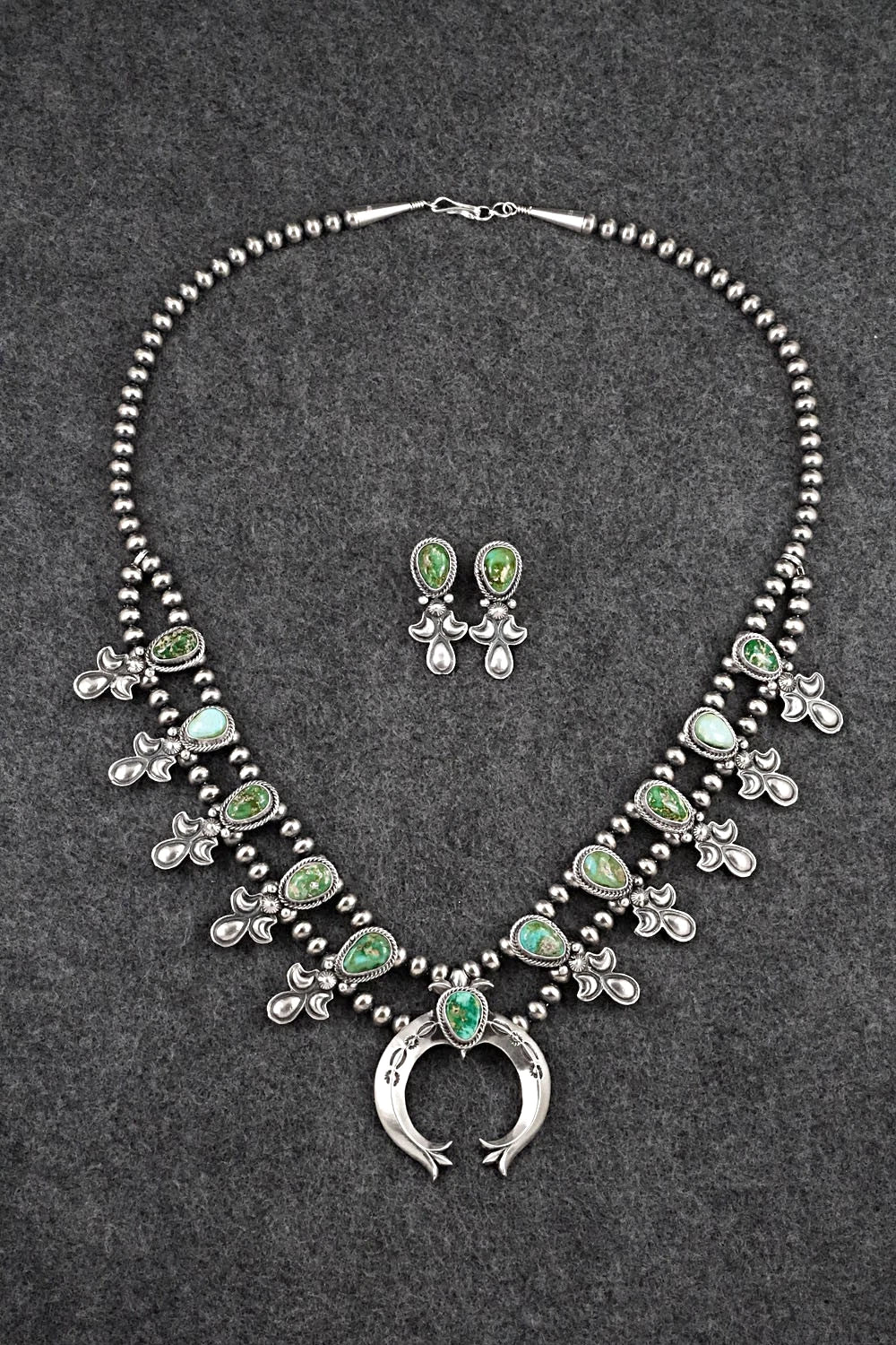 Turquoise & Sterling Silver Squash Blossom Set - Adrienne Gordon