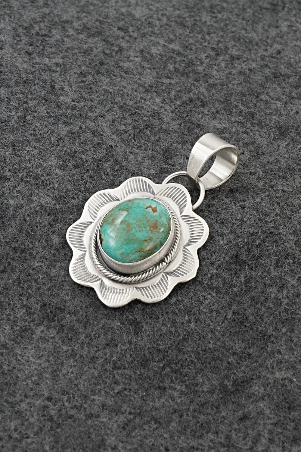 Turquoise & Sterling Silver Pendant - Cordell Platero