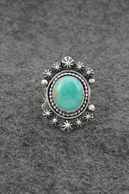 Turquoise & Sterling Silver Ring - Cordell Platero - Size Adjustable