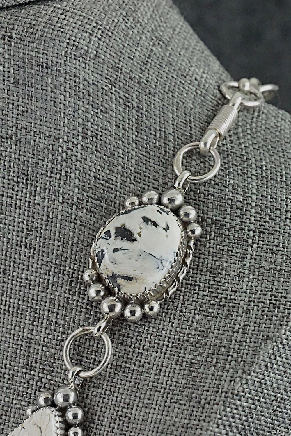 White Buffalo & Sterling Silver Necklace & Earrings Set - Alvin Joe