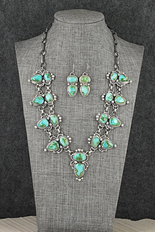 Turquoise & Sterling Silver Necklace and Earrings Set - Kathleen Livingston