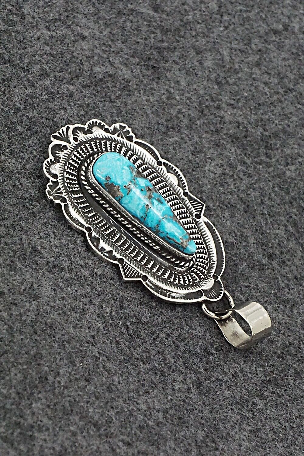 Turquoise & Sterling Silver Pendant - Leonard Maloney