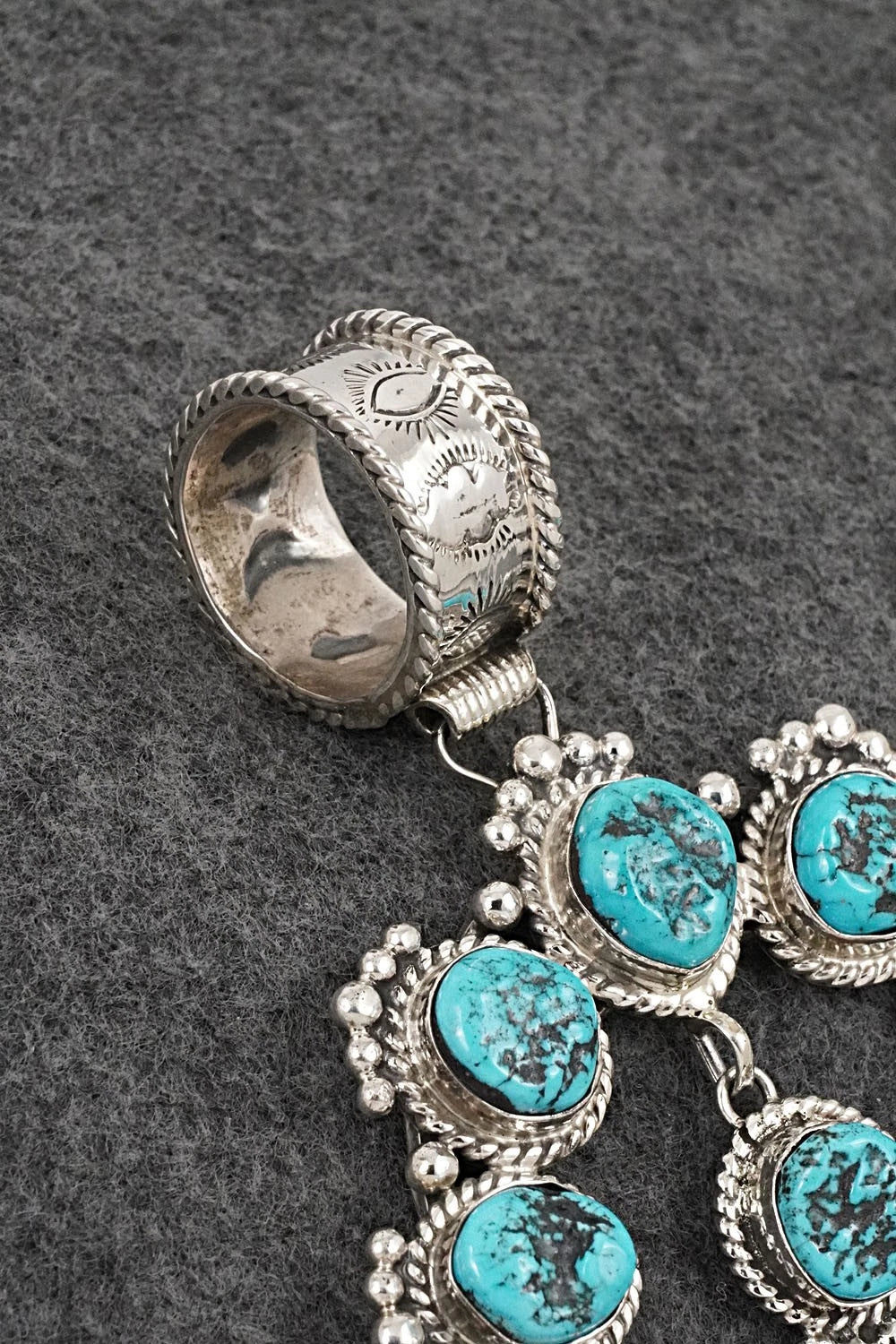 Turquoise and Sterling Silver Naja Pendant - Vernon Johnson