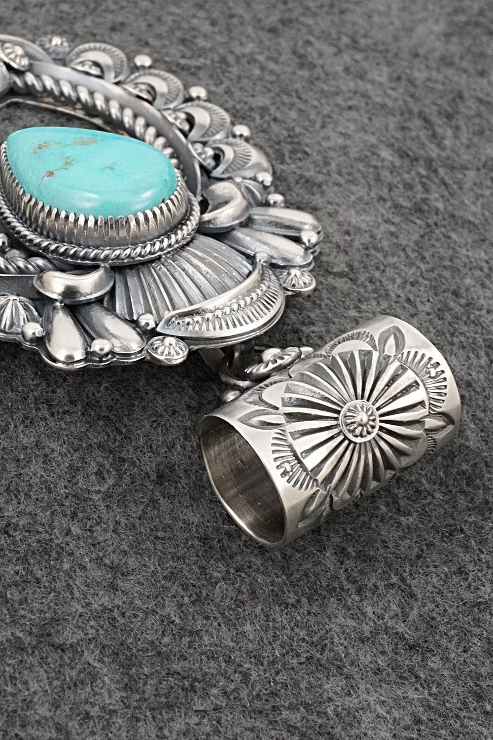 Turquoise & Sterling Silver Naja Pendant - Delbert Gordon