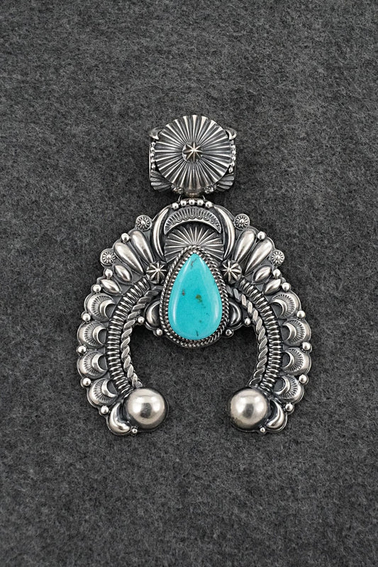Turquoise & Sterling Silver Naja Pendant - Delbert Gordon
