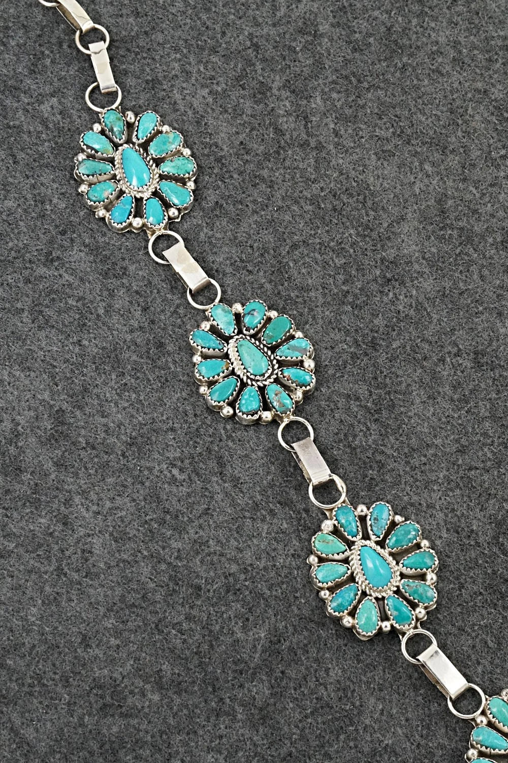 Turquoise & Sterling Silver Necklace and Earrings Set - Eunice Wilson
