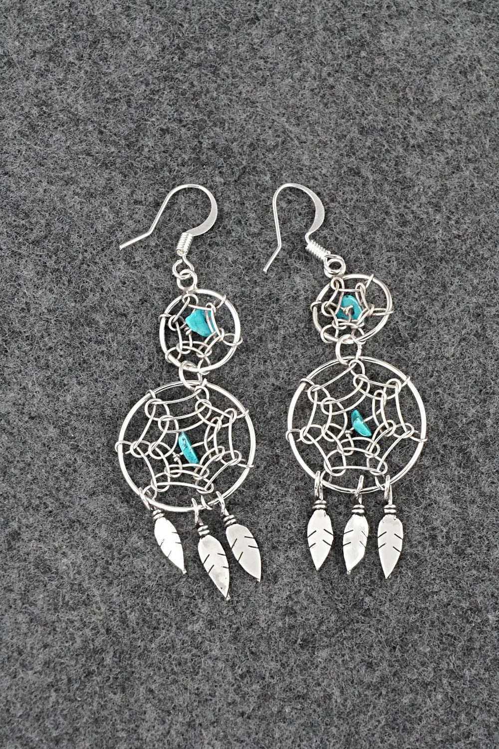 Turquoise & Sterling Silver Earrings - Lorenzo Arviso Jr.