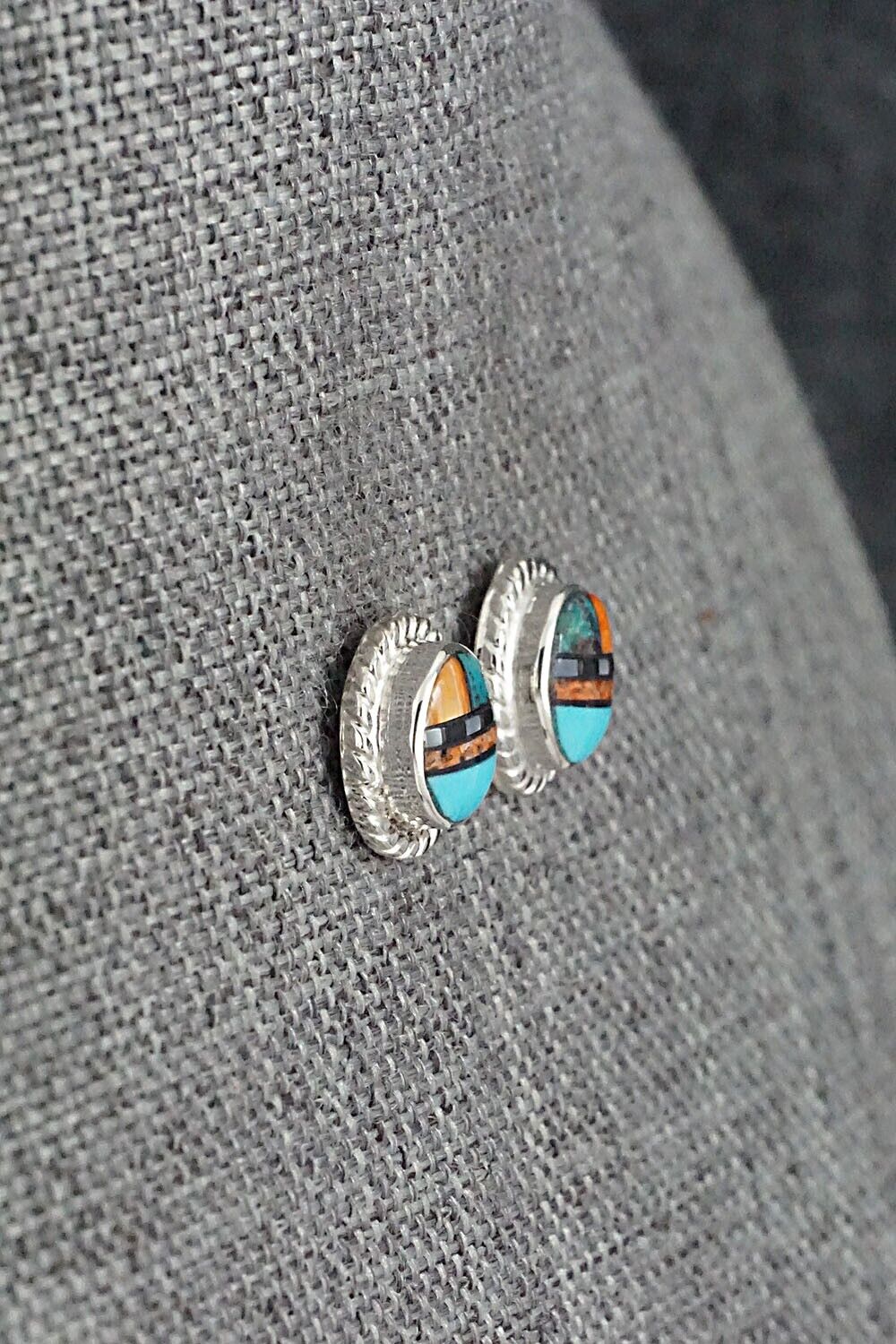 Multi-Stone & Sterling Silver Earrings - Delbert Kallestewa Jr.