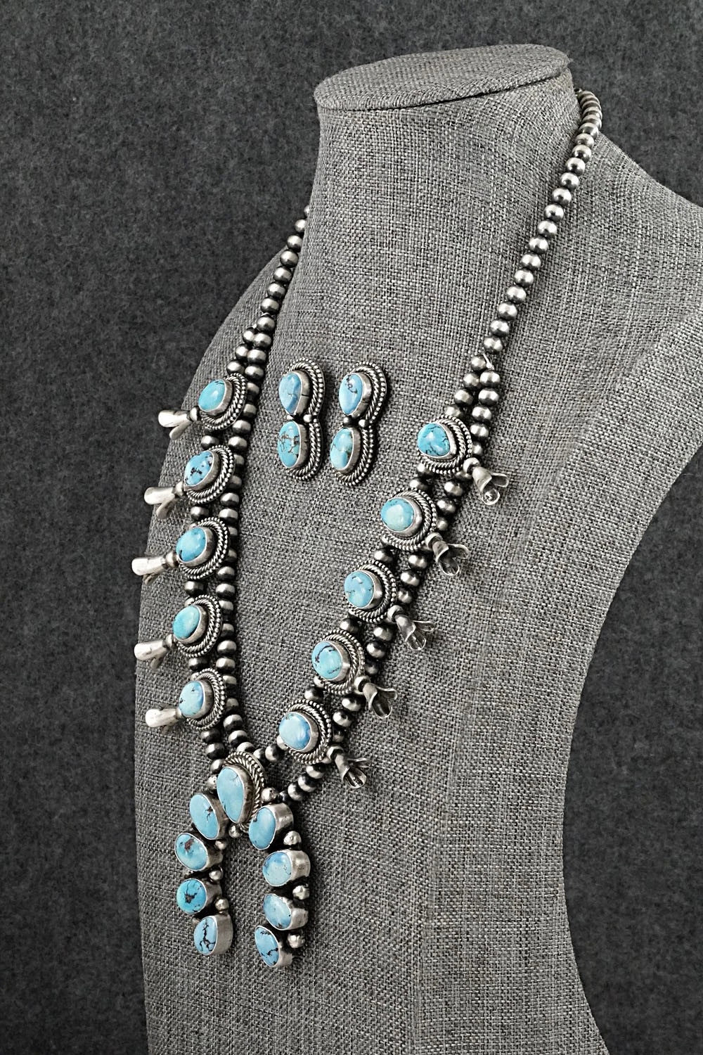 Turquoise & Sterling Silver Squash Blossom Set - Darrin Livingston