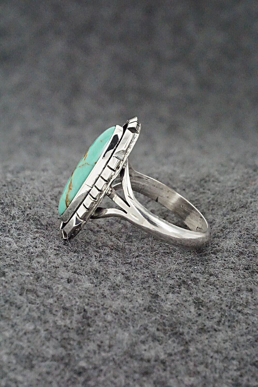Turquoise & Sterling Silver Ring - Amos Begay - Size 7.5