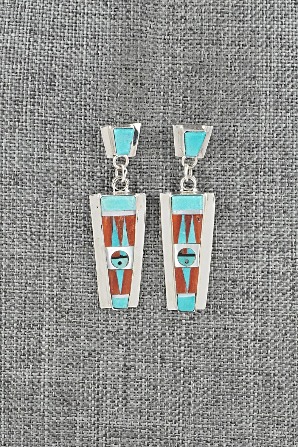 Multi-Stone & Sterling Silver Inlay Earrings - Rayland Edaakie