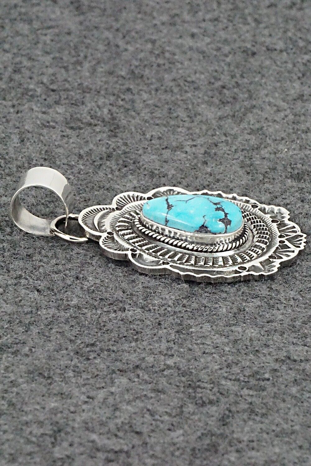 Turquoise & Sterling Silver Pendant - Leonard Maloney