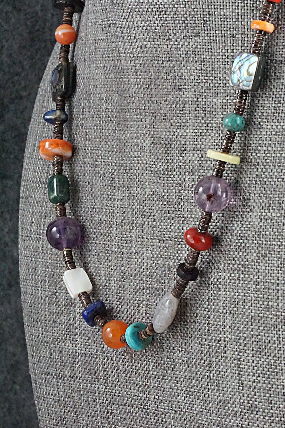 Multi-Stone and Sterling Silver Necklace - Helen Tsosie