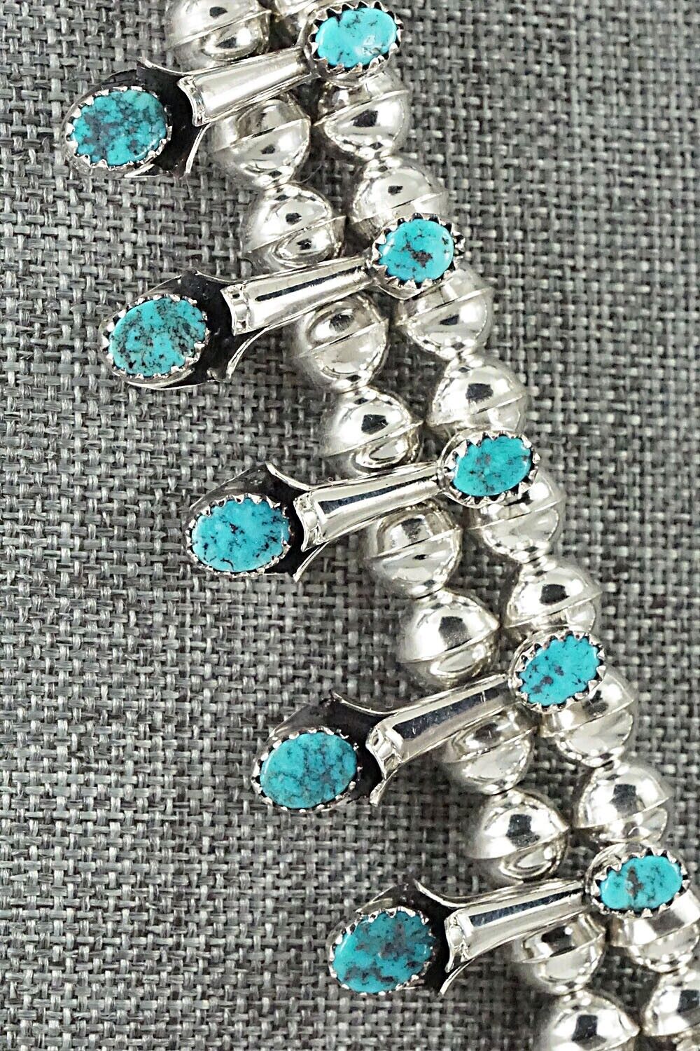 Turquoise & Sterling Silver Squash Blossom Set - Phil Garcia