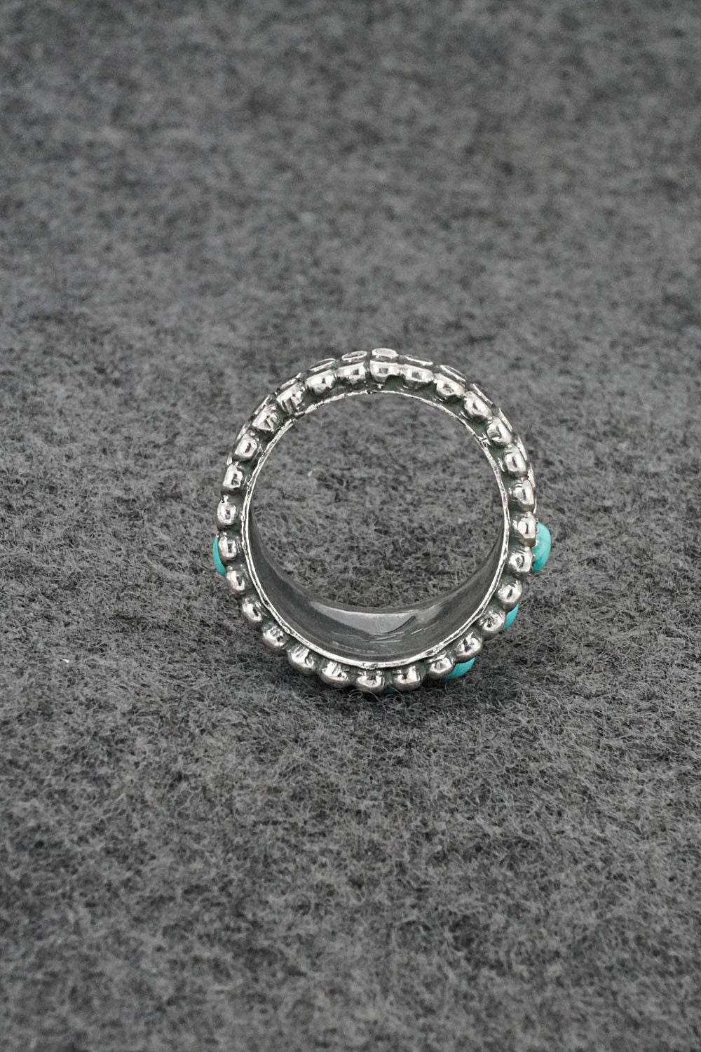 Turquoise & Sterling Silver Ring - Kenny Lonjose - Size 9.5