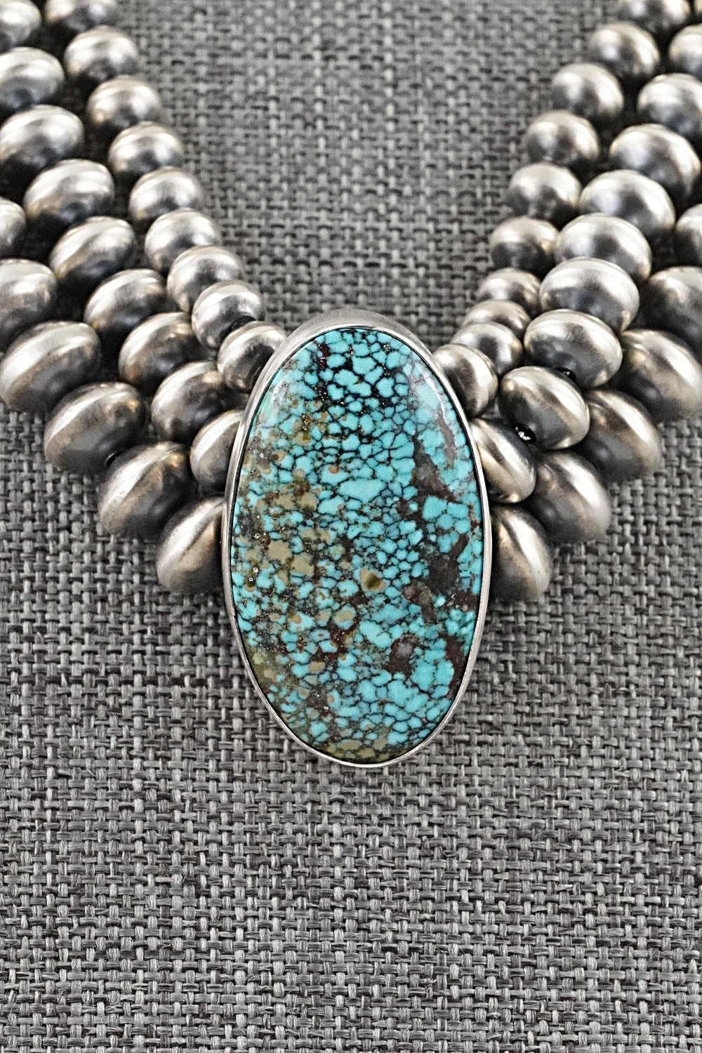 Turquoise & Sterling Silver Navajo Pearl Necklace - Gruber & Halwood