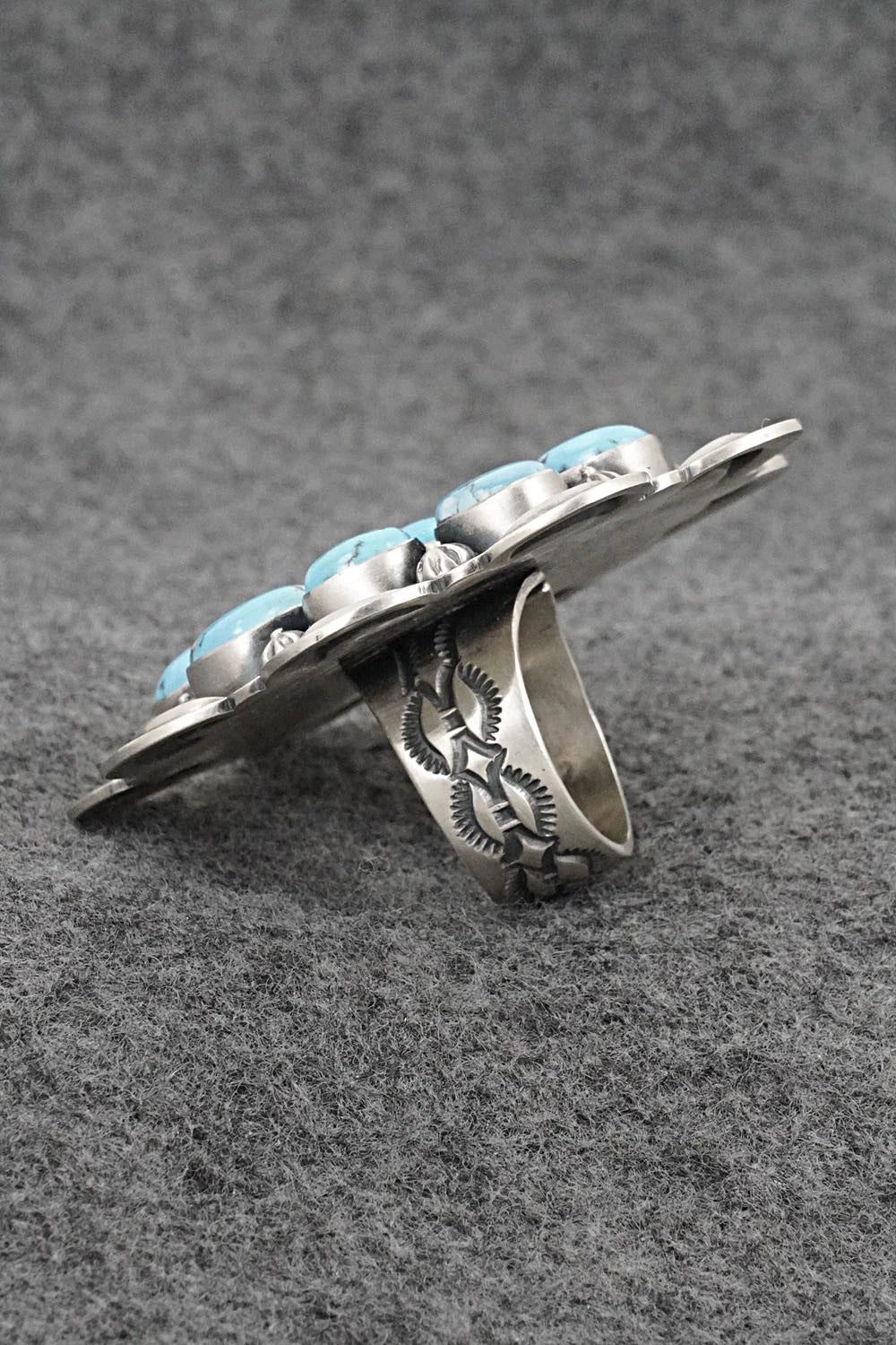 Turquoise & Sterling Silver Ring - Mark Yazzie - Size 8.5 Adj.