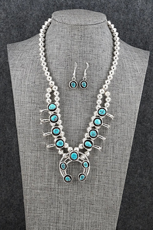 Turquoise & Sterling Silver Squash Blossom Set - Phil Garcia